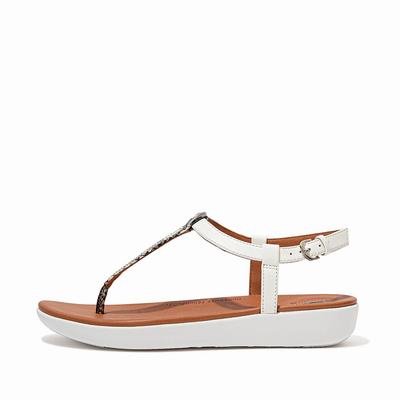 Fitflop Tia Snake Print Leather Back-Strap - Sandalen Damen - Weiß (NDE910586)